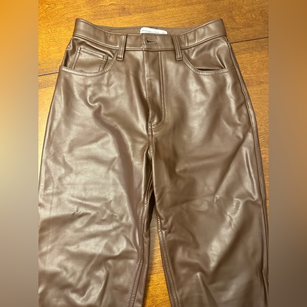 Abercrombie & Fitch Women's Brown Faux Leather Pants - Picture 3 of 7